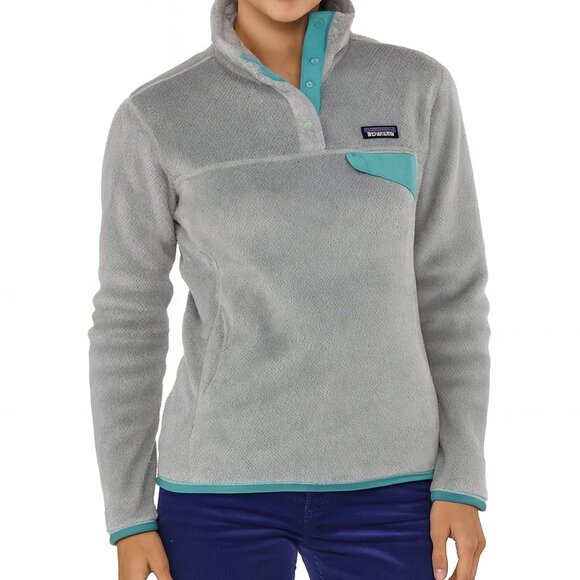 Patagonia Sweaters - Patagonia Re-Tool Snap-T Pullover in Grey with Teak/Turquoise Detail